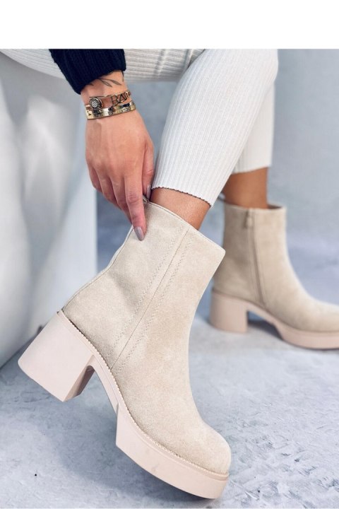 Botki na stabilnym obcasie RUFFIN BEIGE - Inello - 40 Botki na stabilnym obcasie RUFFIN BEIGE - Inello - 40