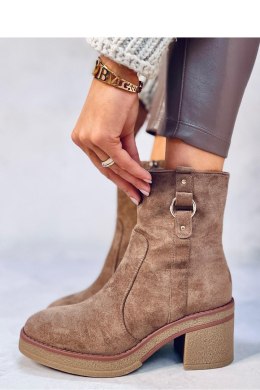 Botki na szerokim obcasie COOKE KHAKI - Inello - 39