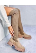 Oficerki muszkieterki skarpetkowe TROTTER KHAKI - Inello - 39