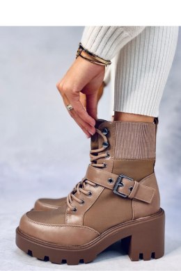 Botki na obcasie sznurowane BROOKS KHAKI - Inello - 38