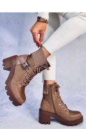 Botki na obcasie sznurowane BROOKS KHAKI - Inello - 38 Botki na obcasie sznurowane BROOKS KHAKI - Inello - 38
