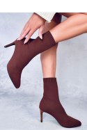 Botki na szpilce skarpetkowe DONATELLA BROWN - Inello - 37 Botki na szpilce skarpetkowe DONATELLA BROWN - Inello - 37