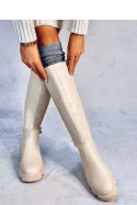 Oficerki damskie z łańcuszkiem GUEST BEIGE - Inello - 40