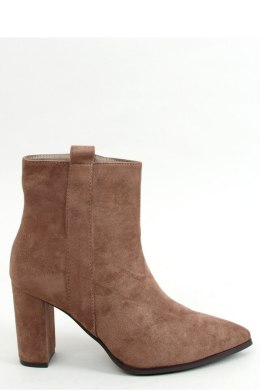 Botki na obcasie klasyczne ciemny beż RB106P KHAKI - Inello - 41
