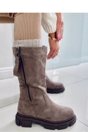 Kozaki damskie płaskie SLADE KHAKI - Inello - 41