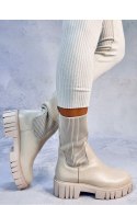 Botki skarpetkowa cholewka FARRELL BEIGE - Inello - 40 Botki skarpetkowa cholewka FARRELL BEIGE - Inello - 40