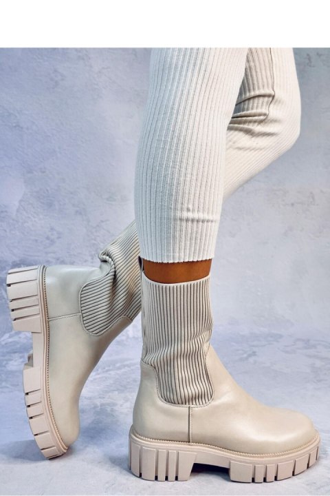 Botki skarpetkowa cholewka FARRELL BEIGE - Inello - 40 Botki skarpetkowa cholewka FARRELL BEIGE - Inello - 40