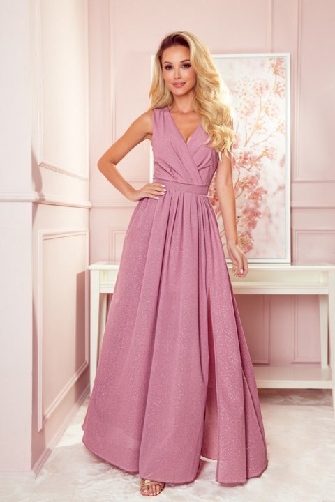 Sukienka Model Justine 362-1 Powder Pink Brokat - Numoco - M Sukienka Model Justine 362-1 Powder Pink Brokat - Numoco - M