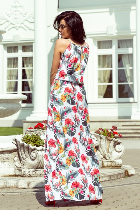 Sukienka Model 191-4 White Flowers - Numoco - XL Sukienka Model 191-4 White Flowers - Numoco - XL