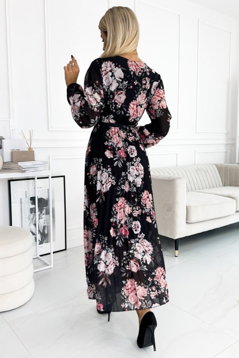 Sukienka Model 502-2 Black/Rose - Numoco - uniwersalny Sukienka Model 502-2 Black/Rose - Numoco - uniwersalny