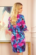 Sukienka Model 323-1 Blue/Pink/Flowers - Numoco - L Sukienka Model 323-1 Blue/Pink/Flowers - Numoco - L