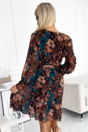 Sukienka Model 517-2 Brown/Blue Flowers - Numoco - uniwersalny