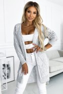 Sweter Kardigan Model 486-1 Grey - Numoco - uniwersalny