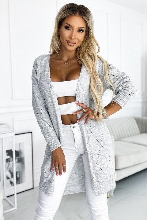Sweter Kardigan Model 486-1 Grey - Numoco - uniwersalny