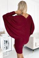 Sukienka Model 402-4 Bordo Brokat - Numoco - 2XL/3XL Sukienka Model 402-4 Bordo Brokat - Numoco - 2XL/3XL