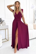Sukienka Model 509-3 Bordo Brokat - Numoco - uniwersalny Sukienka Model 509-3 Bordo Brokat - Numoco - uniwersalny