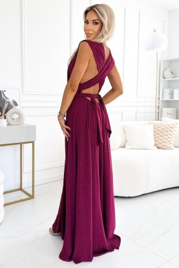 Sukienka Model 509-3 Bordo Brokat - Numoco - uniwersalny