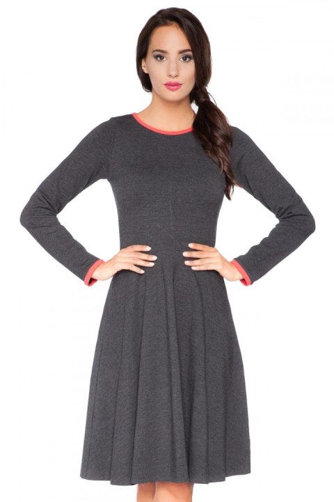 Sukienka Model F1 Dark Grey/Coral - RaWear - 38 Sukienka Model F1 Dark Grey/Coral - RaWear - 38