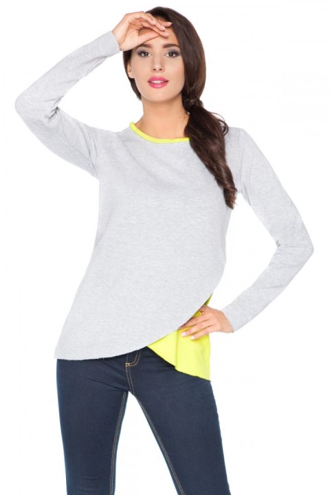 Bluzka Model H7 Light Grey/Limonka - RaWear - 40