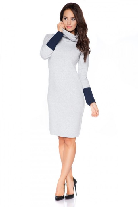 Sukienka Model C4 Light Grey/Navy - RaWear - 38 Sukienka Model C4 Light Grey/Navy - RaWear - 38