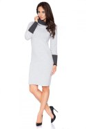 Sukienka Model C6 Light Grey/Dark Grey - RaWear - 42 Sukienka Model C6 Light Grey/Dark Grey - RaWear - 42