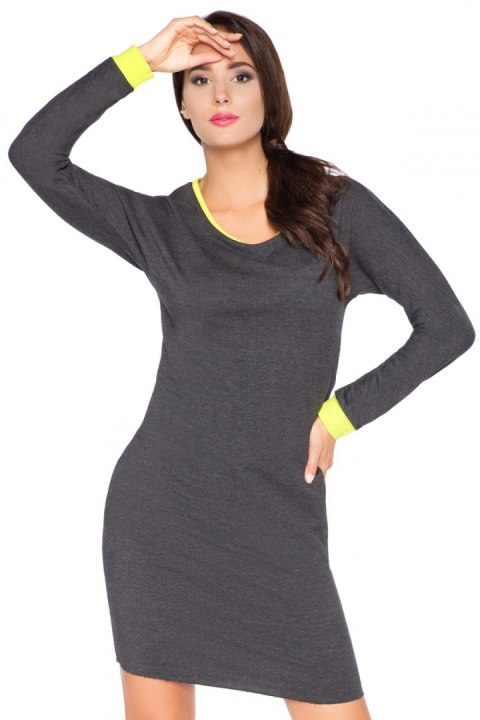 Sukienka Model E2 Dark Grey/Limonka - RaWear - 44