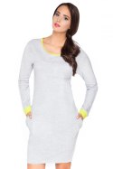 Sukienka Model E5 Light Grey/Limonka - RaWear - 36