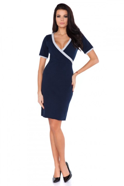 Sukienka Model L7 Navy/Light Grey - RaWear - 36 Sukienka Model L7 Navy/Light Grey - RaWear - 36