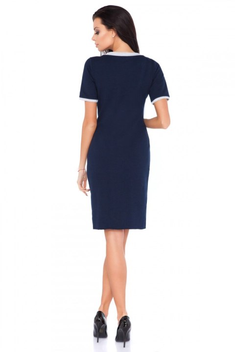 Sukienka Model L7 Navy/Light Grey - RaWear - 44 Sukienka Model L7 Navy/Light Grey - RaWear - 44