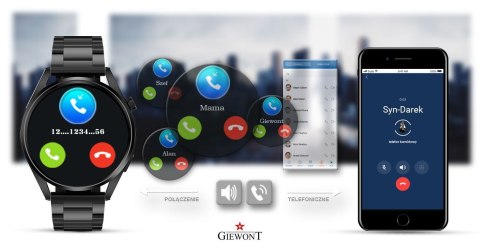 Smartwatch Giewont Vertex SmartCall GW450-1 Carbon/Carbon Silikon Smartwatch Giewont Vertex SmartCall GW450-1 Carbon/Carbon Silikon