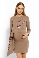 Sukienka Ciążowa Model 1624C Cappuccino - PeeKaBoo - L/XL