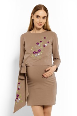 Sukienka Ciążowa Model 1624C Cappuccino - PeeKaBoo - L/XL