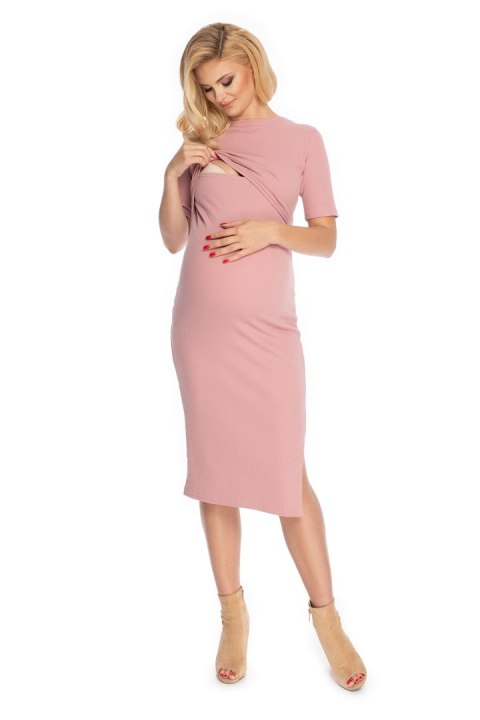 Sukienka Ciążowa Model 1707 Dirty Pink - PeeKaBoo - S/M Sukienka Ciążowa Model 1707 Dirty Pink - PeeKaBoo - S/M