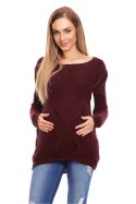 Sweter Ciążowy Model 40029 Bordo - PeeKaBoo - uniwersalny Sweter Ciążowy Model 40029 Bordo - PeeKaBoo - uniwersalny