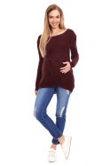 Sweter Ciążowy Model 40029 Bordo - PeeKaBoo - uniwersalny Sweter Ciążowy Model 40029 Bordo - PeeKaBoo - uniwersalny
