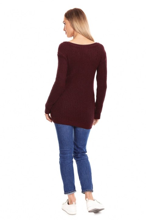 Sweter Ciążowy Model 40029 Bordo - PeeKaBoo - uniwersalny Sweter Ciążowy Model 40029 Bordo - PeeKaBoo - uniwersalny