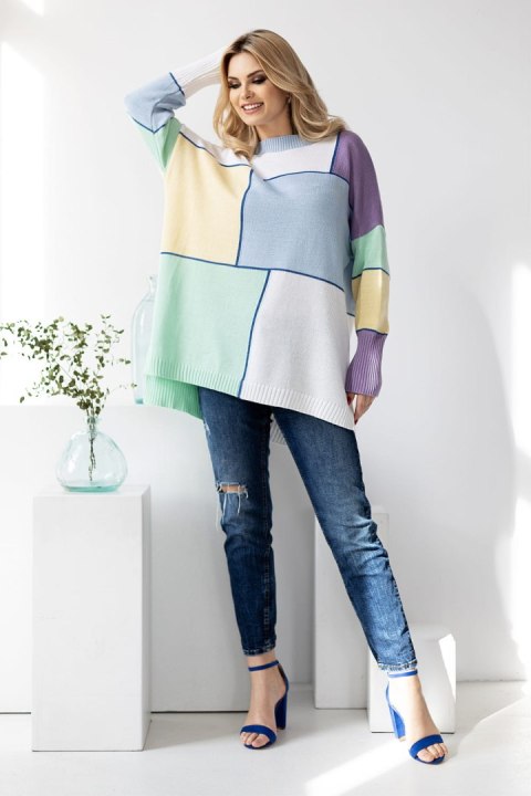 Sweter Damski Model 30089 Błękit - PeeKaBoo - uniwersalny Sweter Damski Model 30089 Błękit - PeeKaBoo - uniwersalny