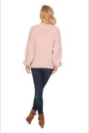 Sweter Kardigan Model 30077 Blady Róż - PeeKaBoo - uniwersalny Sweter Kardigan Model 30077 Blady Róż - PeeKaBoo - uniwersalny