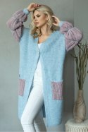 Sweter Kardigan Model 30086 Błękit - PeeKaBoo - uniwersalny Sweter Kardigan Model 30086 Błękit - PeeKaBoo - uniwersalny