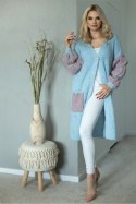 Sweter Kardigan Model 30086 Błękit - PeeKaBoo - uniwersalny Sweter Kardigan Model 30086 Błękit - PeeKaBoo - uniwersalny