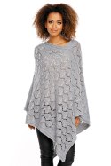 Sweter Poncho model 30012 Light Gray - PeeKaBoo - uniwersalny Sweter Poncho model 30012 Light Gray - PeeKaBoo - uniwersalny