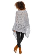 Sweter Poncho model 30012 Light Gray - PeeKaBoo - uniwersalny Sweter Poncho model 30012 Light Gray - PeeKaBoo - uniwersalny
