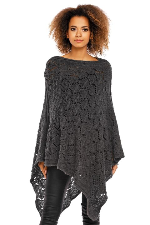 Sweter Poncho model 30012C Graphit - PeeKaBoo - uniwersalny Sweter Poncho model 30012C Graphit - PeeKaBoo - uniwersalny