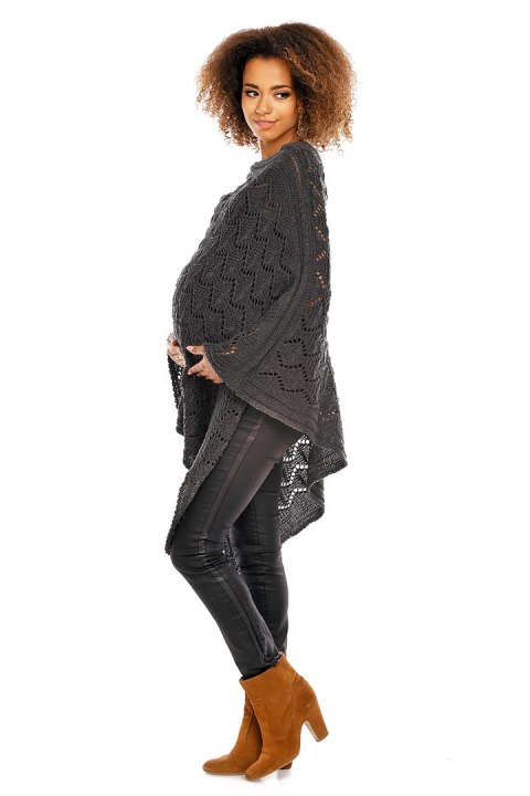 Sweter Poncho model 30012C Graphit - PeeKaBoo - uniwersalny Sweter Poncho model 30012C Graphit - PeeKaBoo - uniwersalny