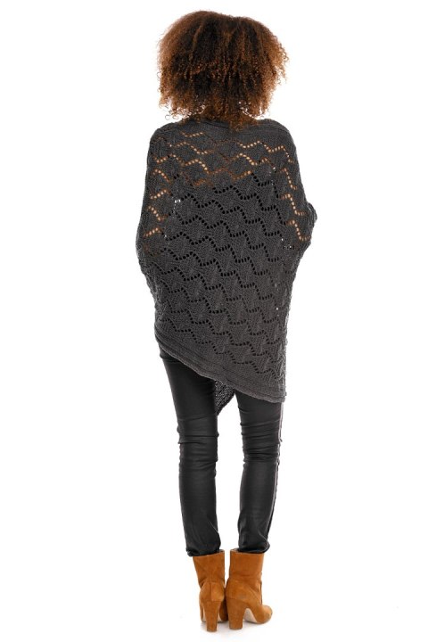 Sweter Poncho model 30012C Graphit - PeeKaBoo - uniwersalny Sweter Poncho model 30012C Graphit - PeeKaBoo - uniwersalny