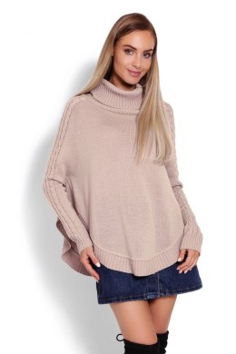 Sweter Ponczo Model 70009 Latte - PeeKaBoo - uniwersalny