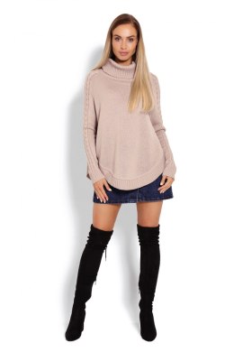 Sweter Ponczo Model 70009 Latte - PeeKaBoo - uniwersalny