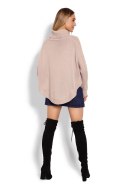 Sweter Ponczo Model 70009 Latte - PeeKaBoo - uniwersalny Sweter Ponczo Model 70009 Latte - PeeKaBoo - uniwersalny