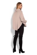 Sweter Ponczo Model 70009C Latte - PeeKaBoo - uniwersalny Sweter Ponczo Model 70009C Latte - PeeKaBoo - uniwersalny