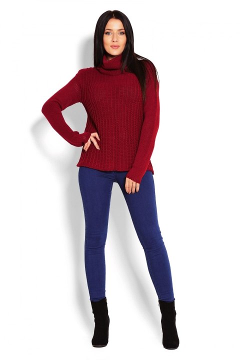 Golf Damski Model 70014 Bordo - PeeKaBoo - uniwersalny Golf Damski Model 70014 Bordo - PeeKaBoo - uniwersalny